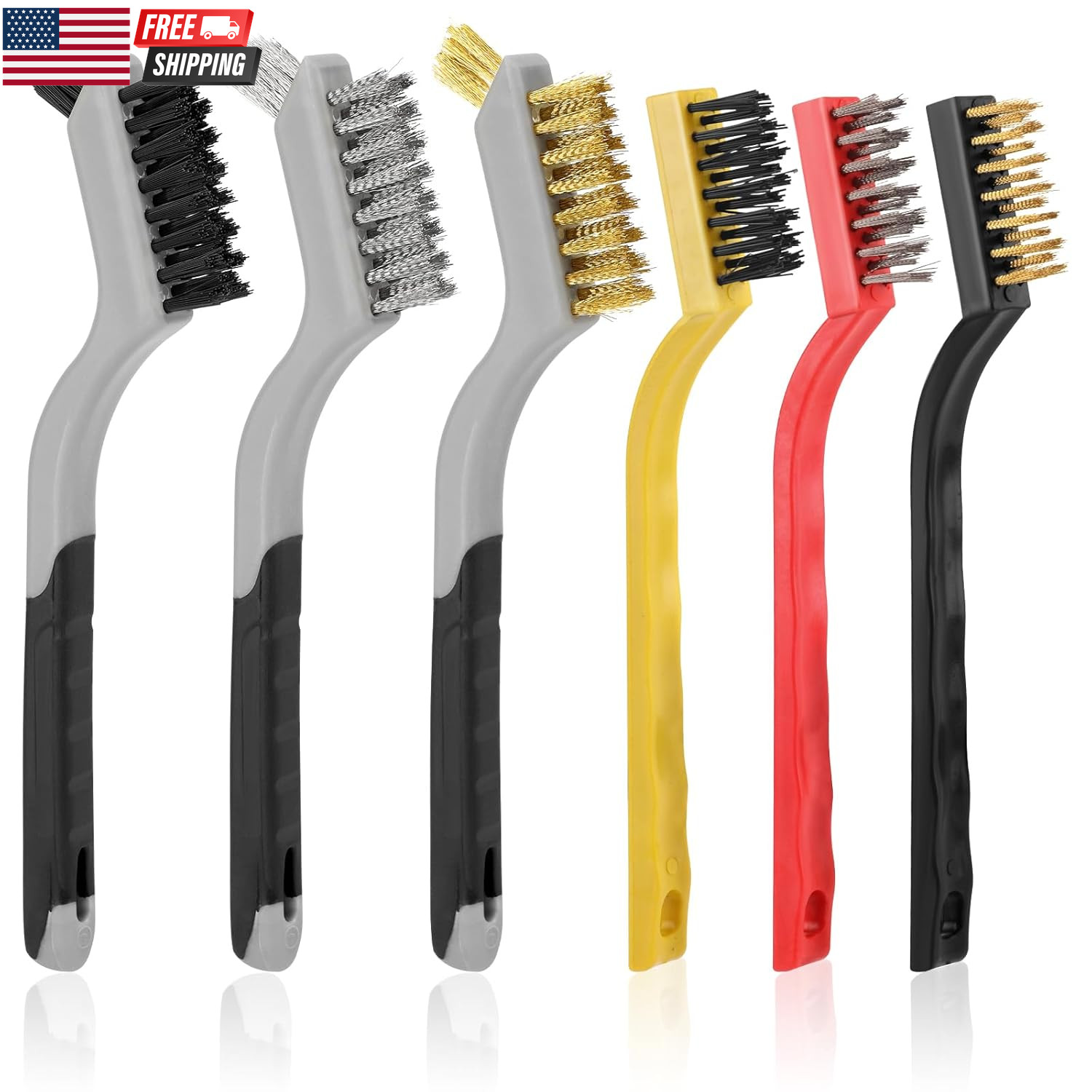 Dallmyd Wire Brush Set, 6-Piece Small Brass/Stainless Steel/...