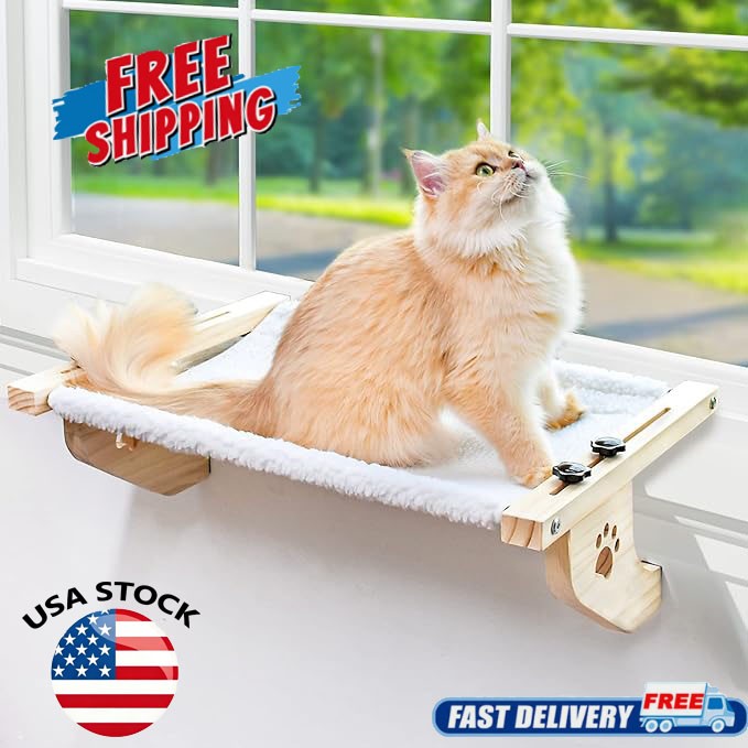 Cat Window Perch Hammock Seat, Adjustable Large Cat Bed for...
