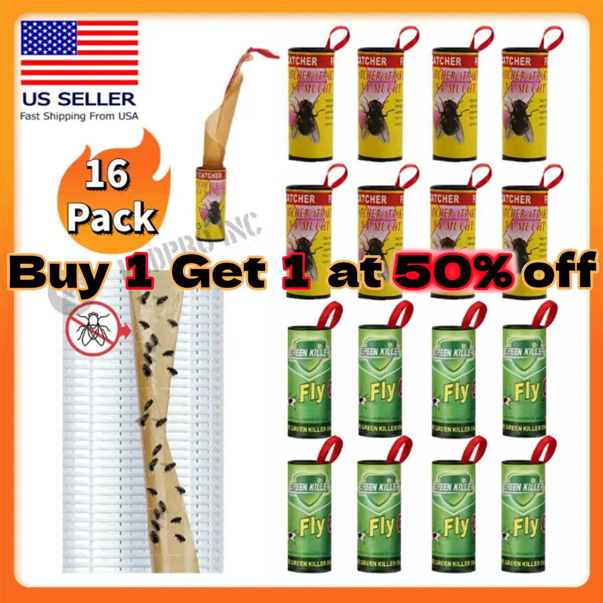 Fly Sticky Trap Paper Insect Catcher Strip - Non-Toxic - 16...