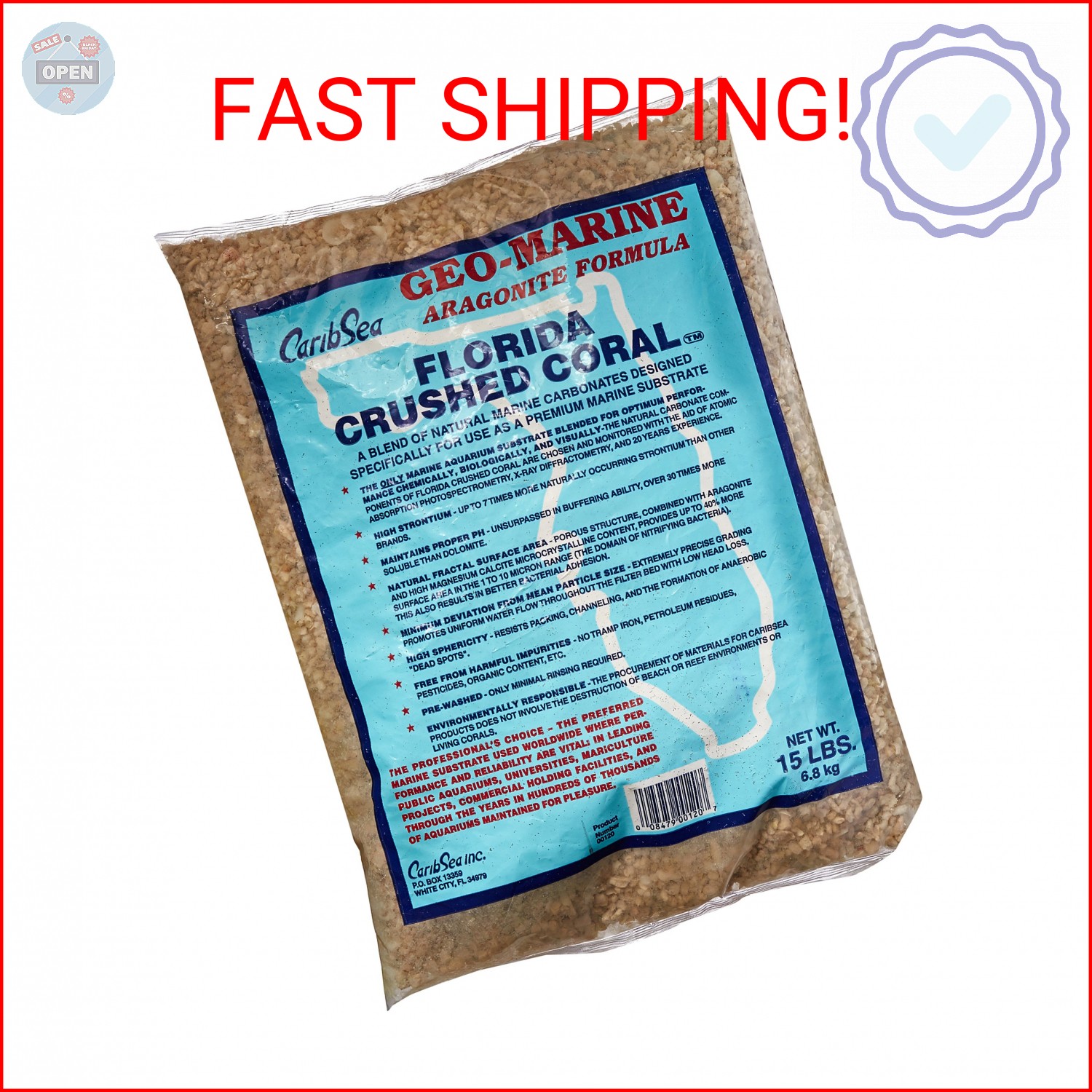 Carib Sea Crushed Coral for Aquarium - 15 Pound