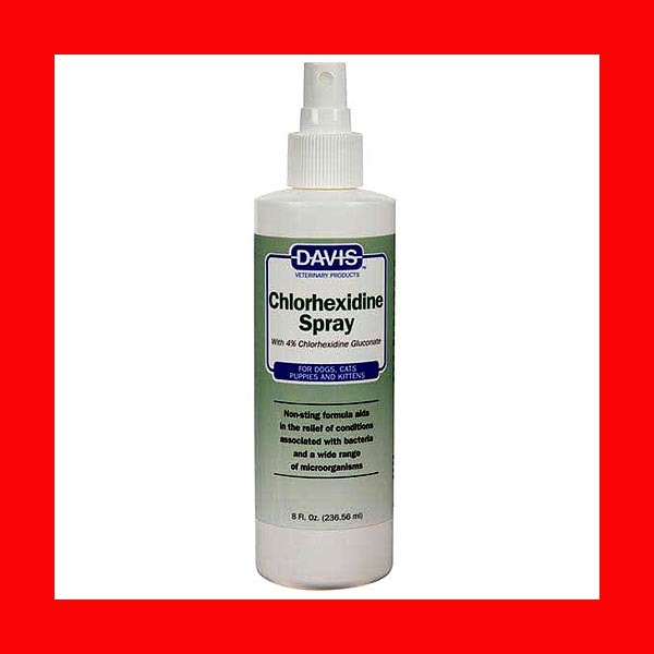 Davis Chlorhexidine Medicated Spray for Dogs Cats - 8 oz