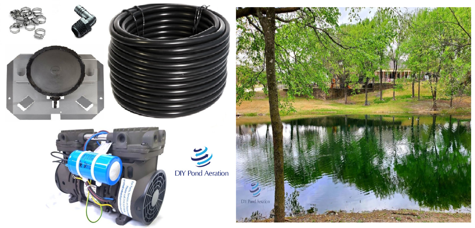 Pro Grade Pond Aerator System with 100' Wide Diameter Hose-W...