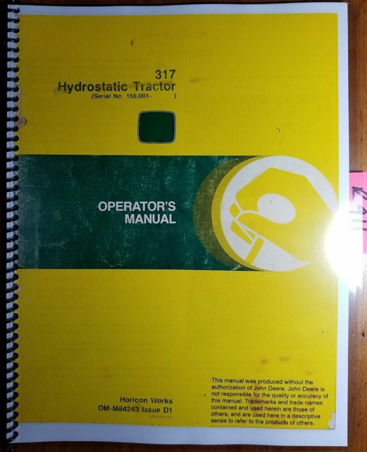 John Deere 317 Hydrostatic Tractor Manual
