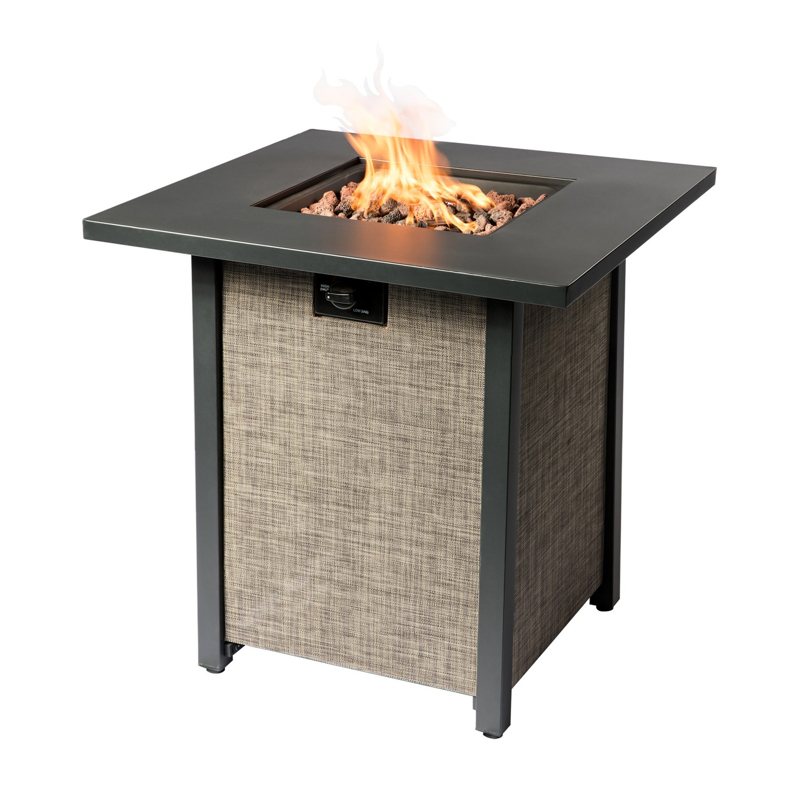 Outdoor Gas Fire Pit - High Heat Lava Rock Patio Heater