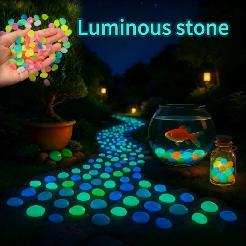 Glowing Garden Pebbles Stones - Outdoor Walkway Luminous Roc...