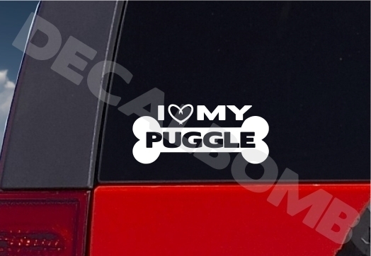 Puggle Dog Bone Decal Sticker