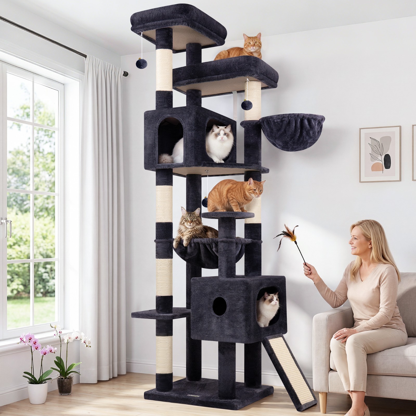 80 Inch Cat Scratch Tower and Heavy Duty Cat Tree for Large...