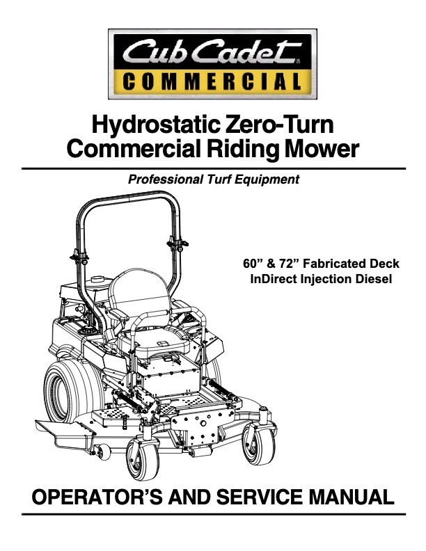 Cub Cadet Hydrostatic Zero-Turn Commercial Riding Mower Owne...