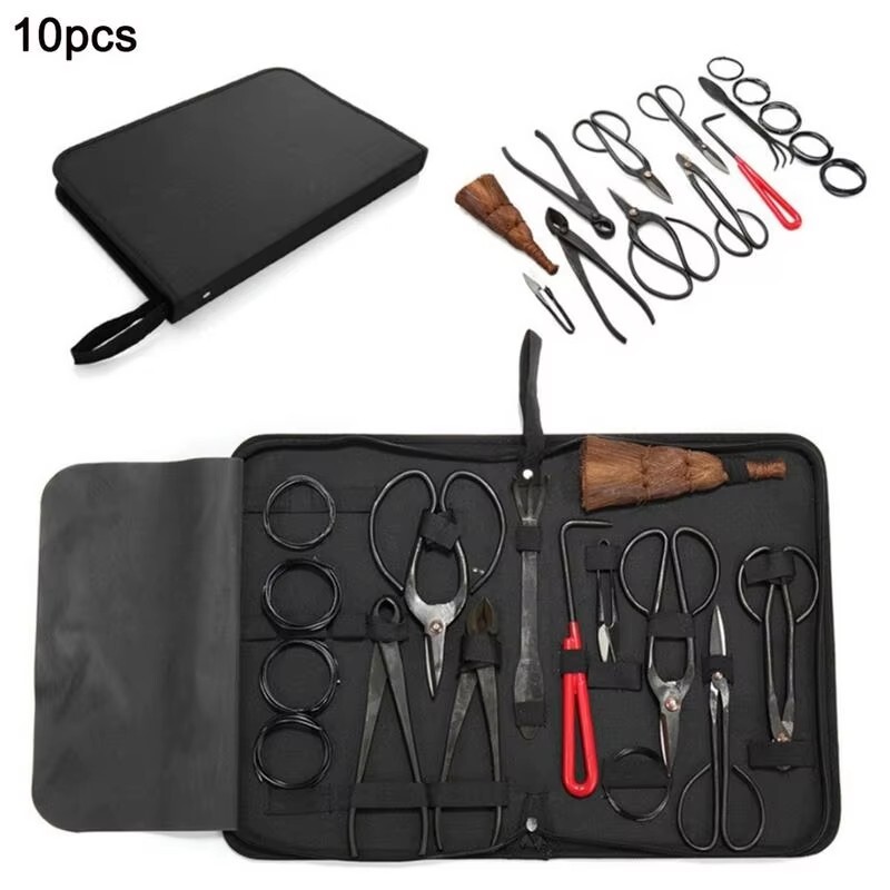 Bonsai Garden Tool Kit - 10PCS Carbon Steel Shear Cutter Sci...