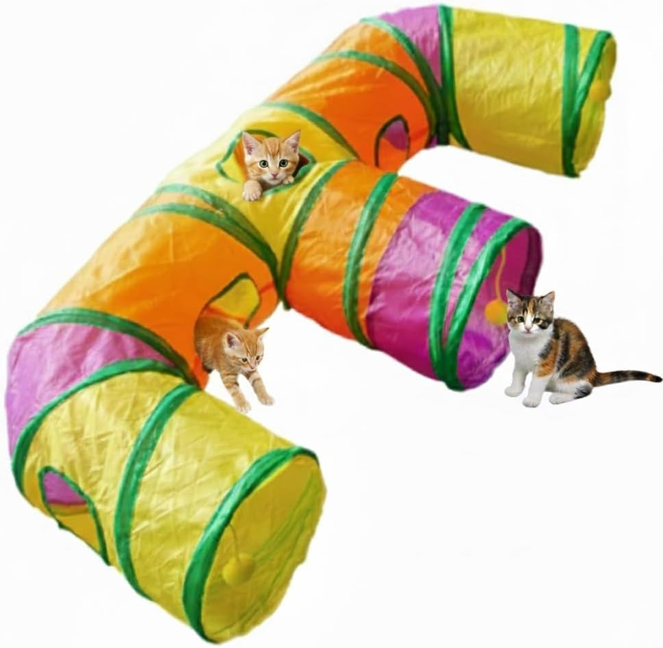 Cat Tunnels for Indoor Cats 3-Way Collapsible Tube With Peek...