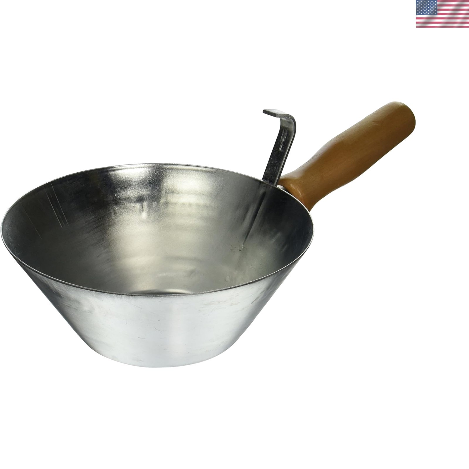 Galvanized Steel Bucket Scoop With Wood Handle - 16x9x10