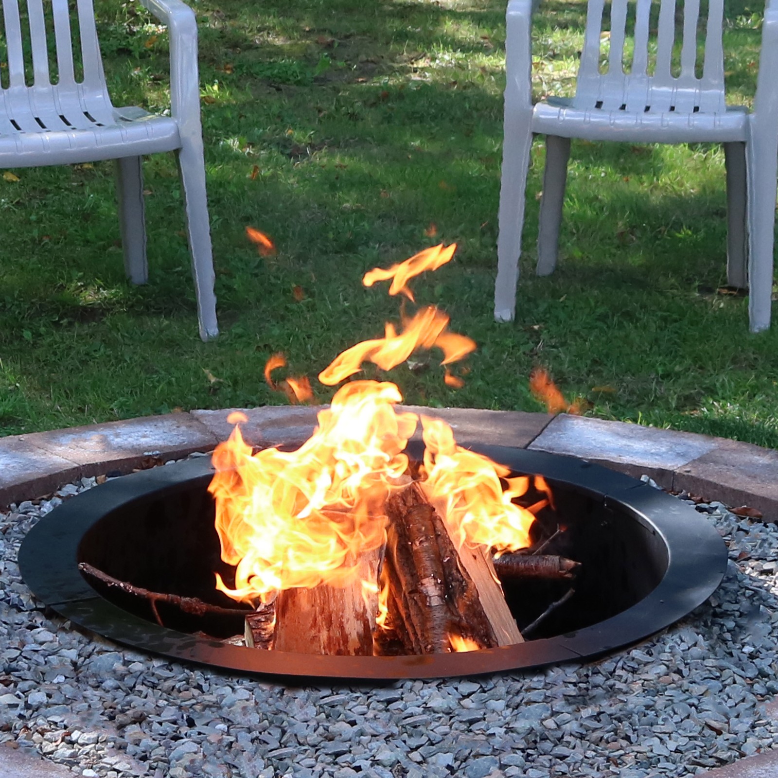 Sunnydaze Heavy-Duty Steel Fire Pit Ring Insert - Above/Grou...