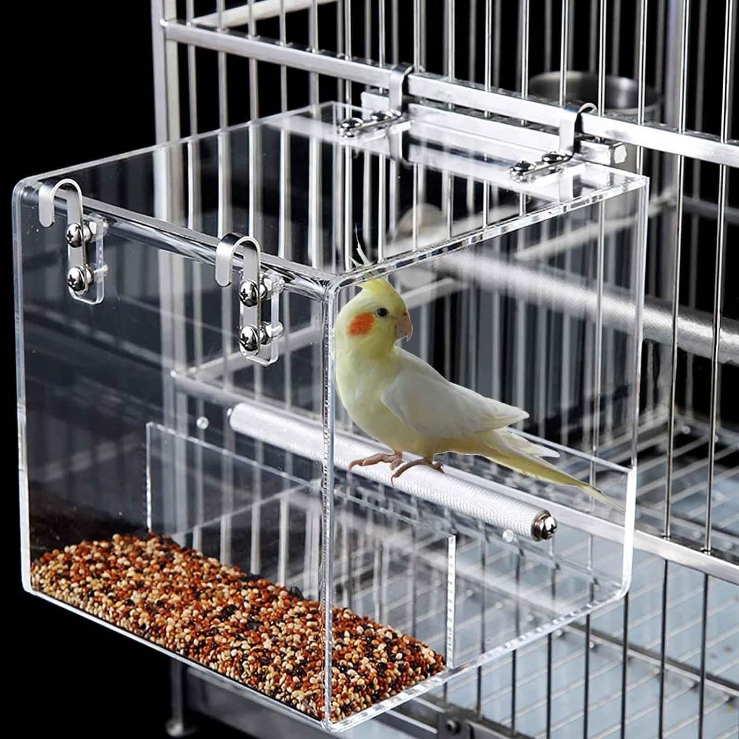 Automatic Acrylic Bird Feeder for Cage, No Mess - Small Bird...