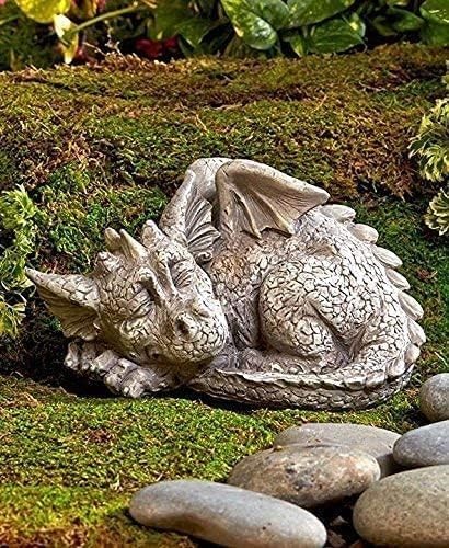"Sleeping Dragon Garden Statue - Adorable Mythical Creature...