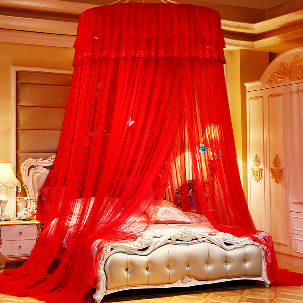 Round Lace Bed Netting Canopy Curtain Dome Mosquito Net, Pri...