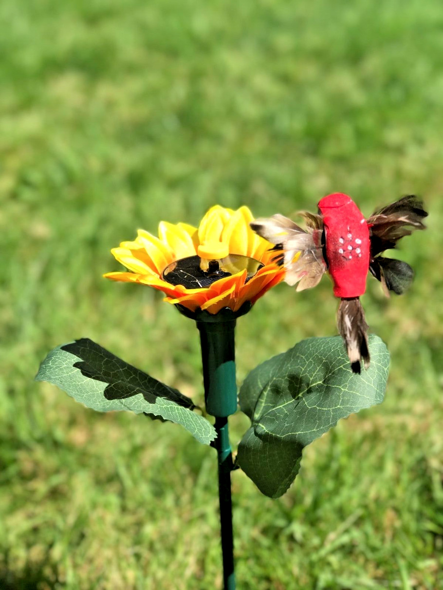 Solar Fluttering Hummingbird & Butterfly Sunflower Decorativ...