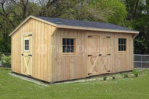 Utility Storage Saltbox Shed Plans - Dimensions 12' x 16', M...