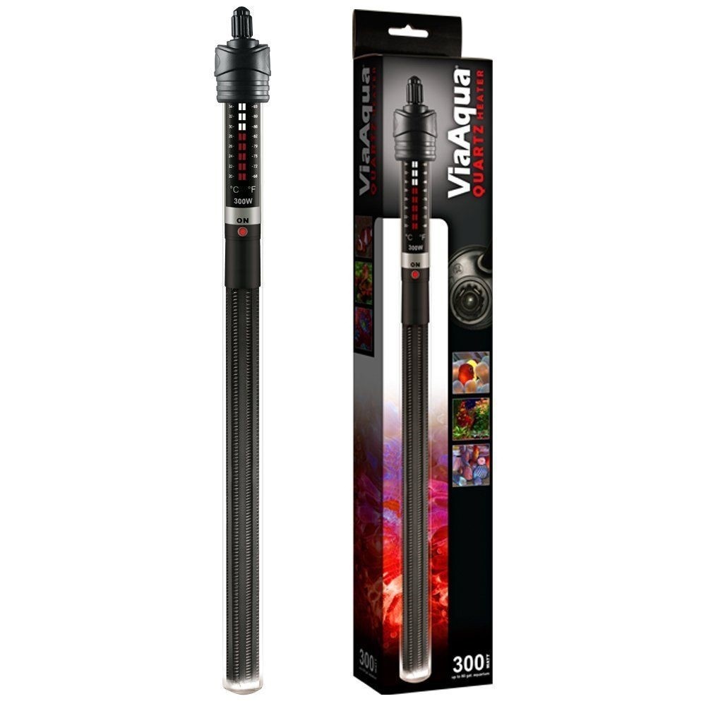 ViaAqua Quartz Glass Submersible Heater - 300-Watt Thermosta...