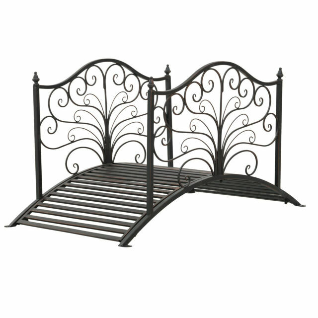 Curved Metal Outdoor Bridge - Black Bronze Pond Decoration
