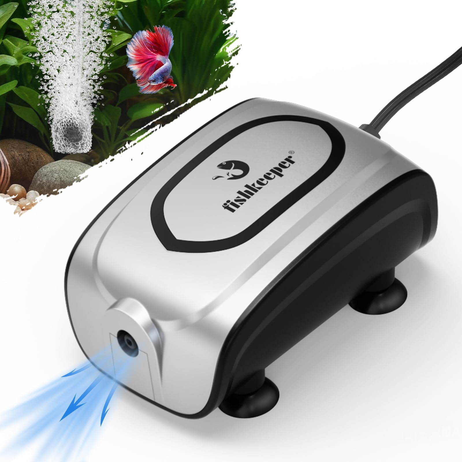 Adjustable Dual Outlet Oxygen Pump - 3W/5W - 1-160 Gallon Aq...