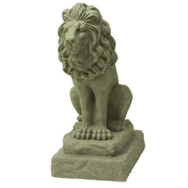 Guardian Lion Statue, 28" Faux Stone Resin Art Sculpture