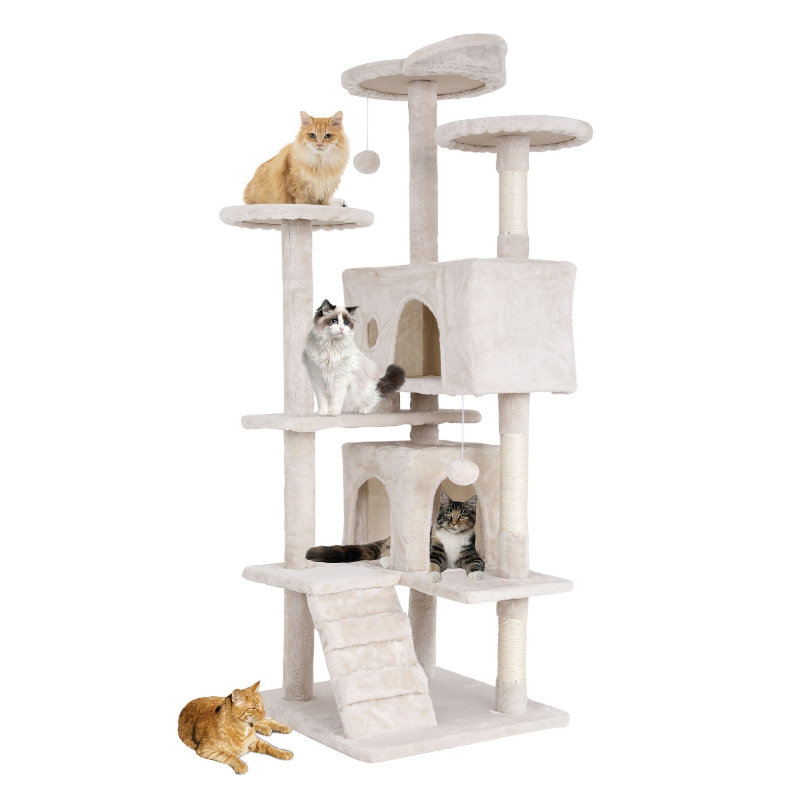 Cat Tree Tower 54in Multi-Level Activity Center With Scratch...