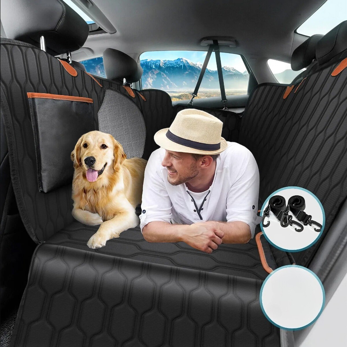 Pet Dog Hammock Seat Pad with Waterproof Seatbelt