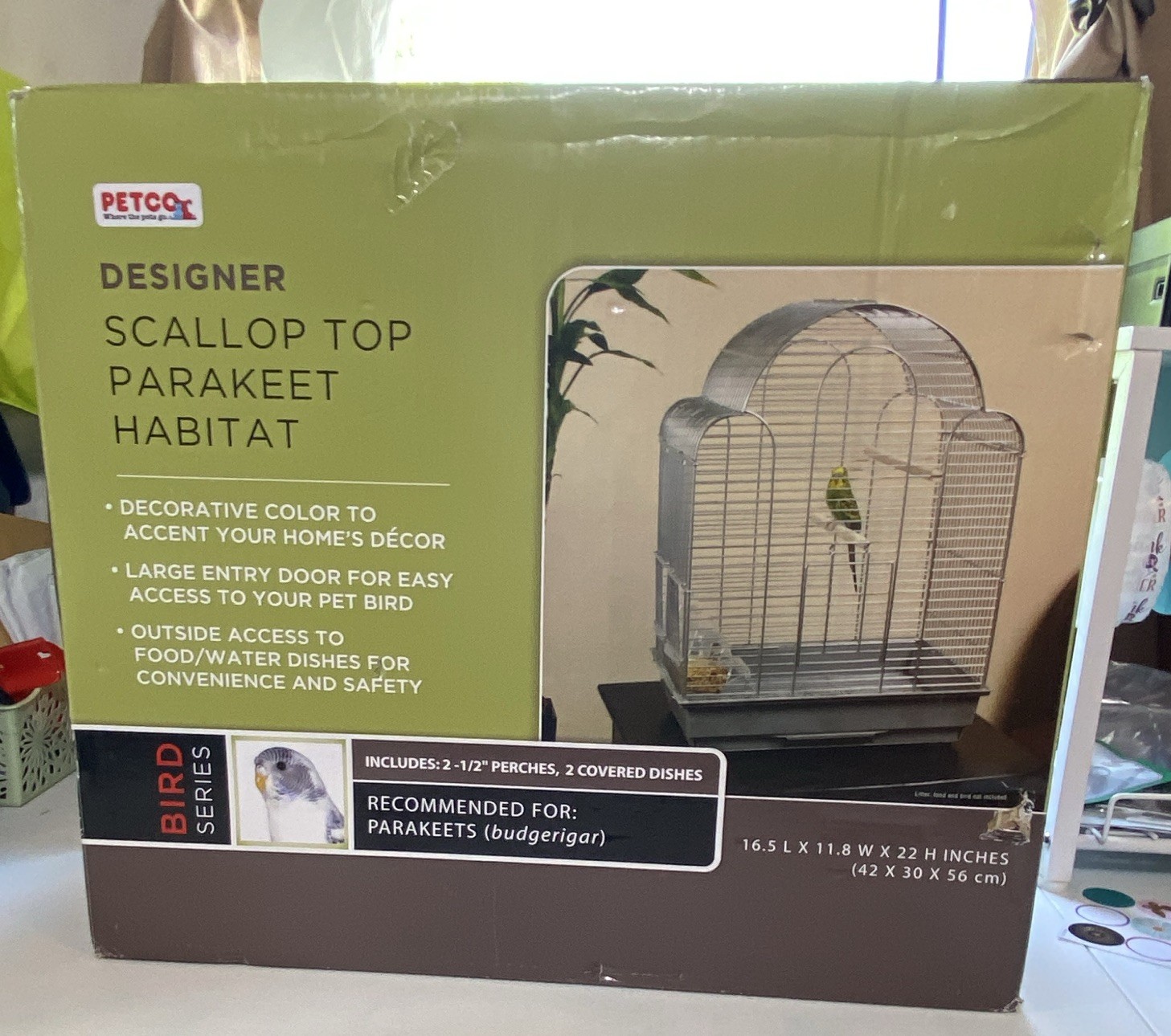 Petco Designer Scallop Top Parakeet Habitat Medium Gray Meta...