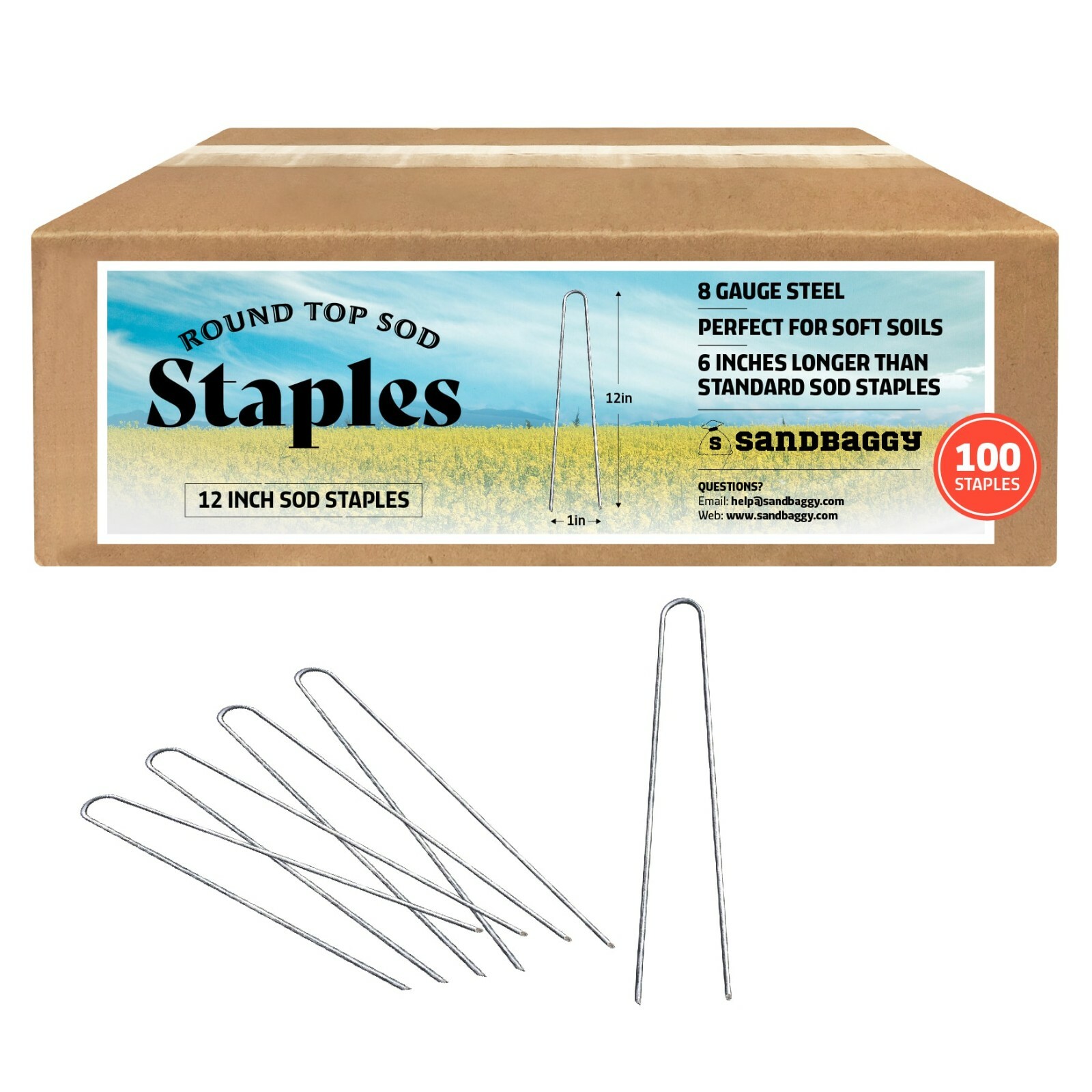 SOD Garden Stakes Landscape Stakes - 100 Pack - 12 Inch Weed...