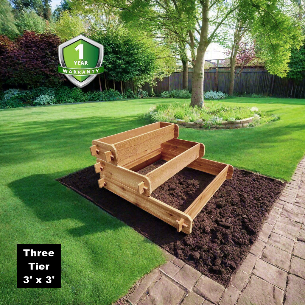 Timberlane Gardens Cedar Raised Garden Bed Kit - 3 Tiered (3...