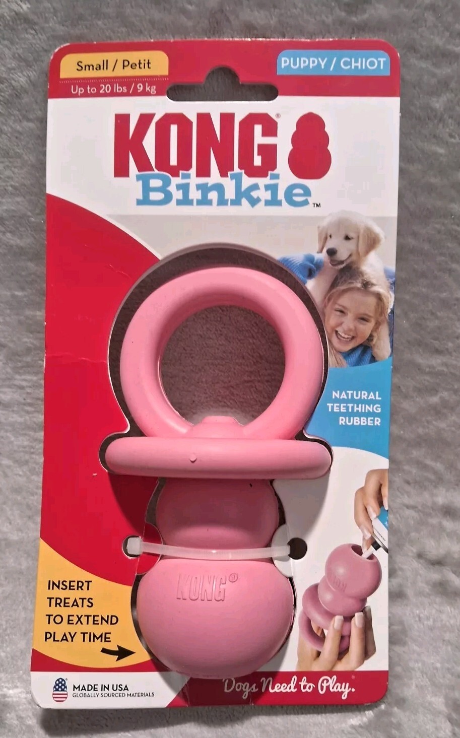 KONG Puppy Teething Toy - Size Small Natural Treat Holder