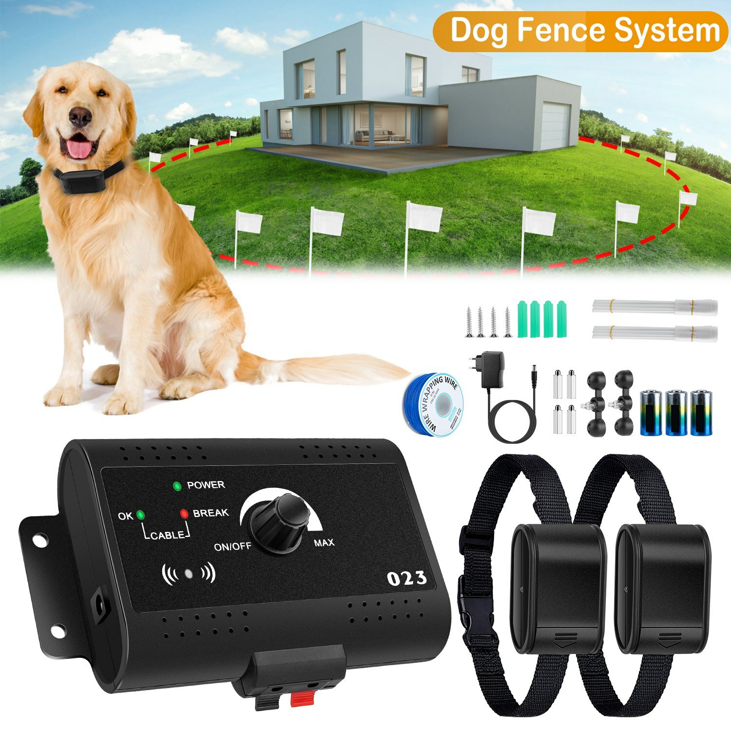 Safe Waterproof Dog Fence System for Two Dogs