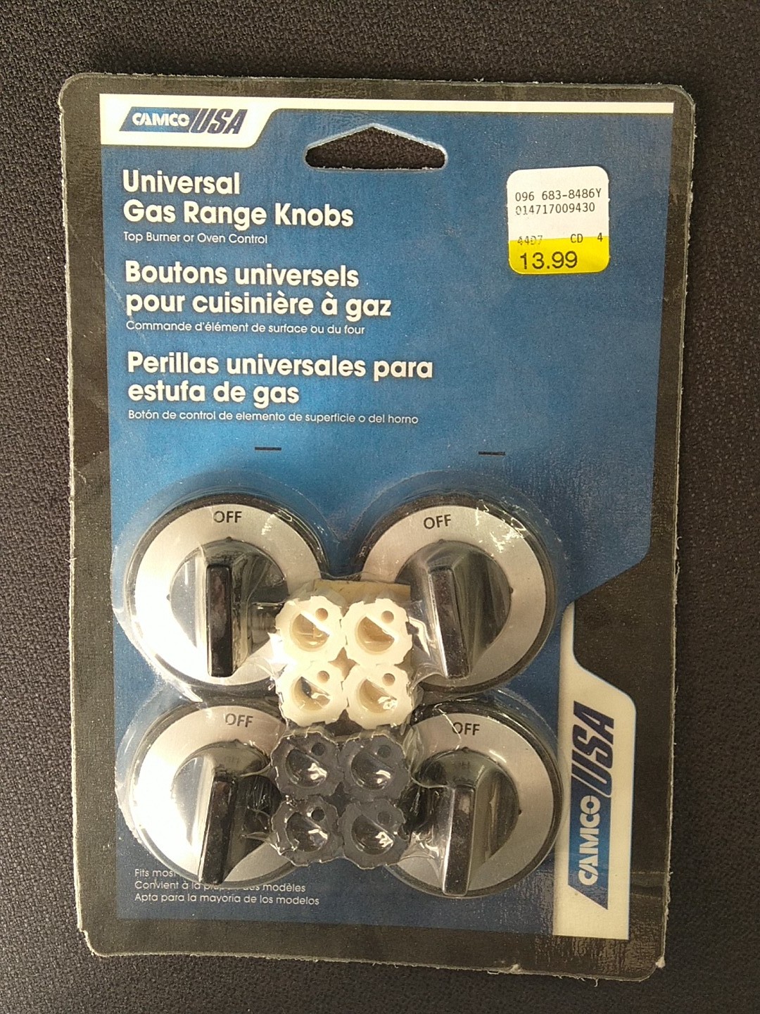 CAMCO 00943 Universal Set (4) Black Gas Top Stove Range Burn...