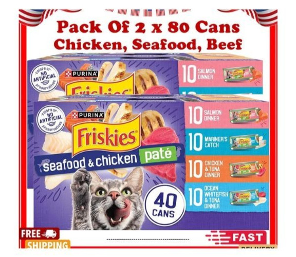 Purina Friskies Pate Wet Cat Food Variety Pack 40ct 5.5oz
