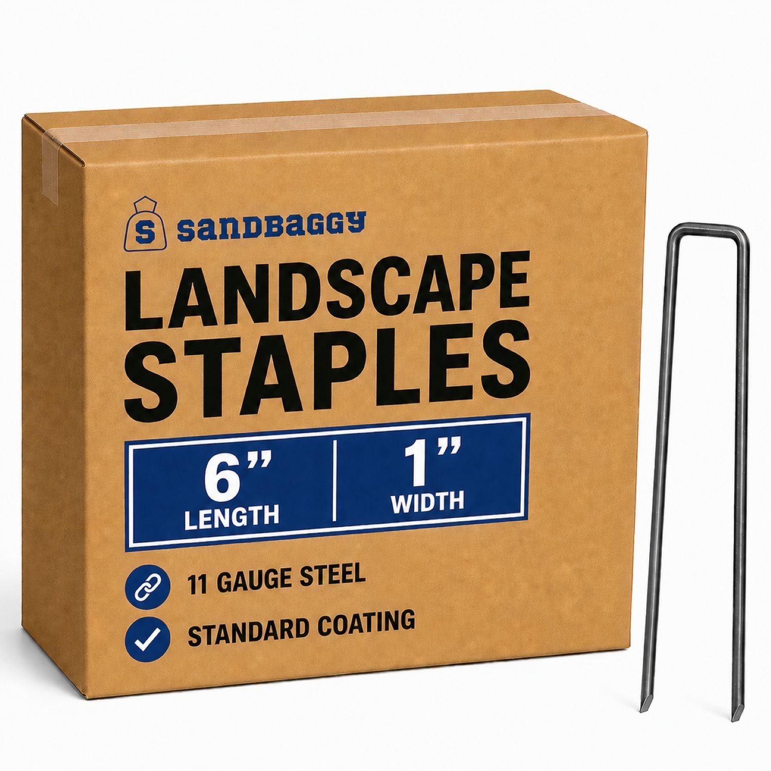 Landscape Garden Stakes Square Pins - 6-Inch SOD Staples