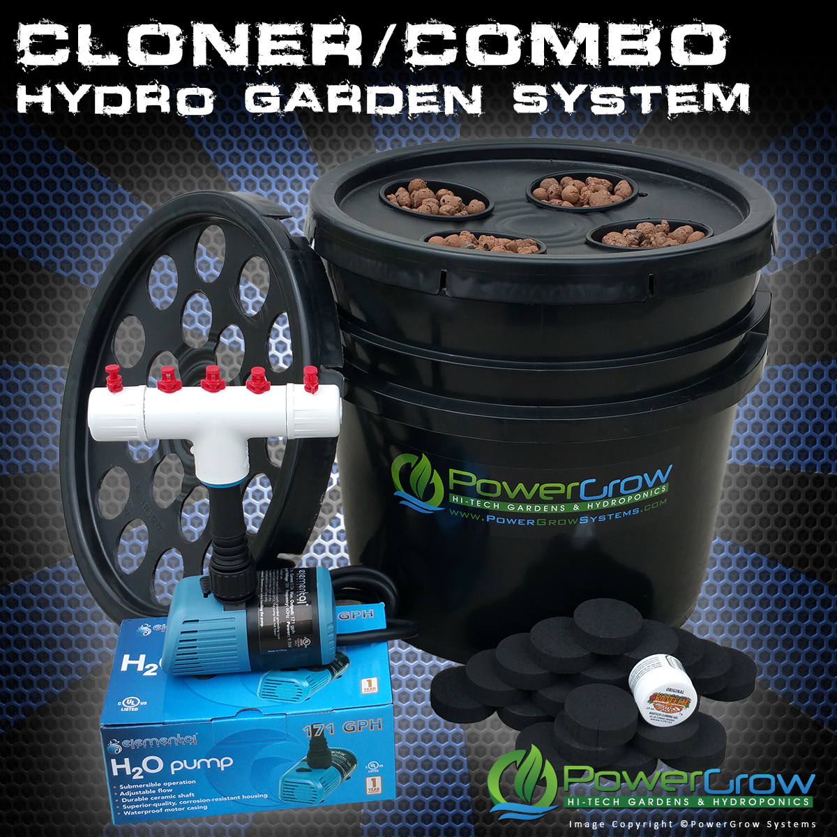 PowerGrow Systems Cloning Bucket 21 Site Cloner Aeroponic Ga...