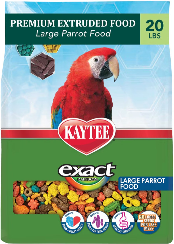 Kaytee Exact Rainbow Large Parrot Bird Food, 20-Lb Bag