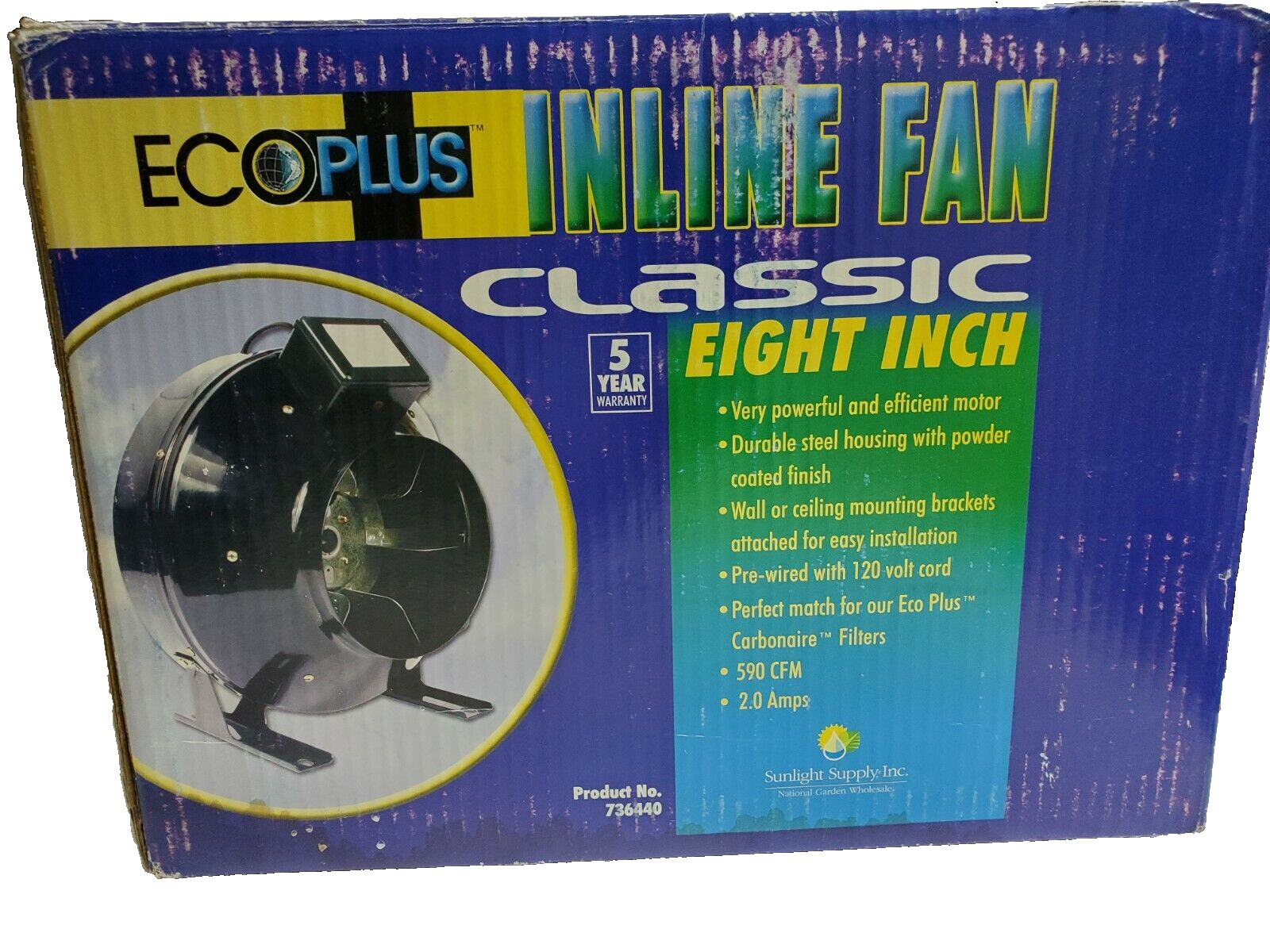Ecoplus Classic 8 Inch Inline Fan - 590 CFM Blower