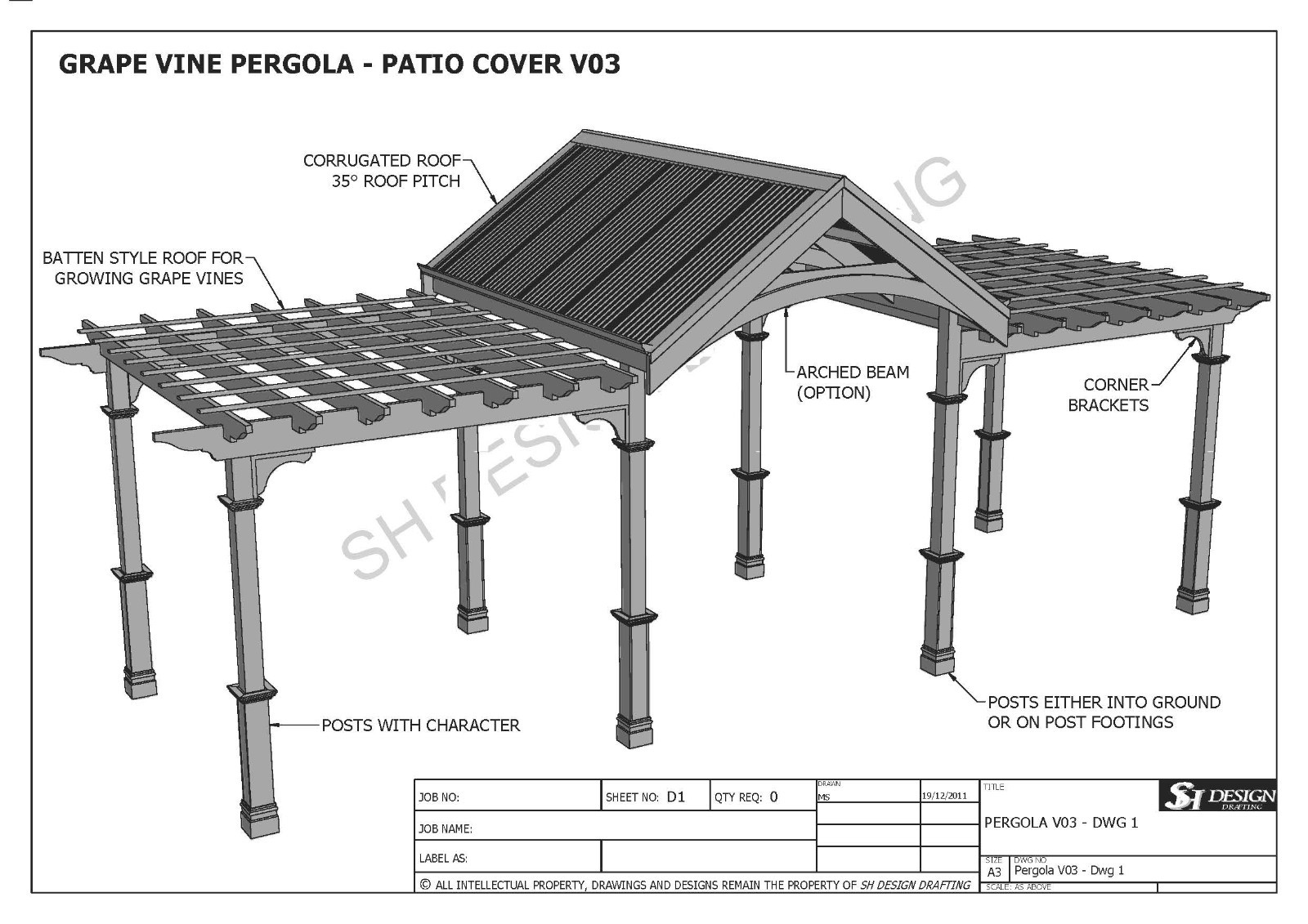 Grape Vine Outdoor Pergola - Patio Cover Veranda V3
