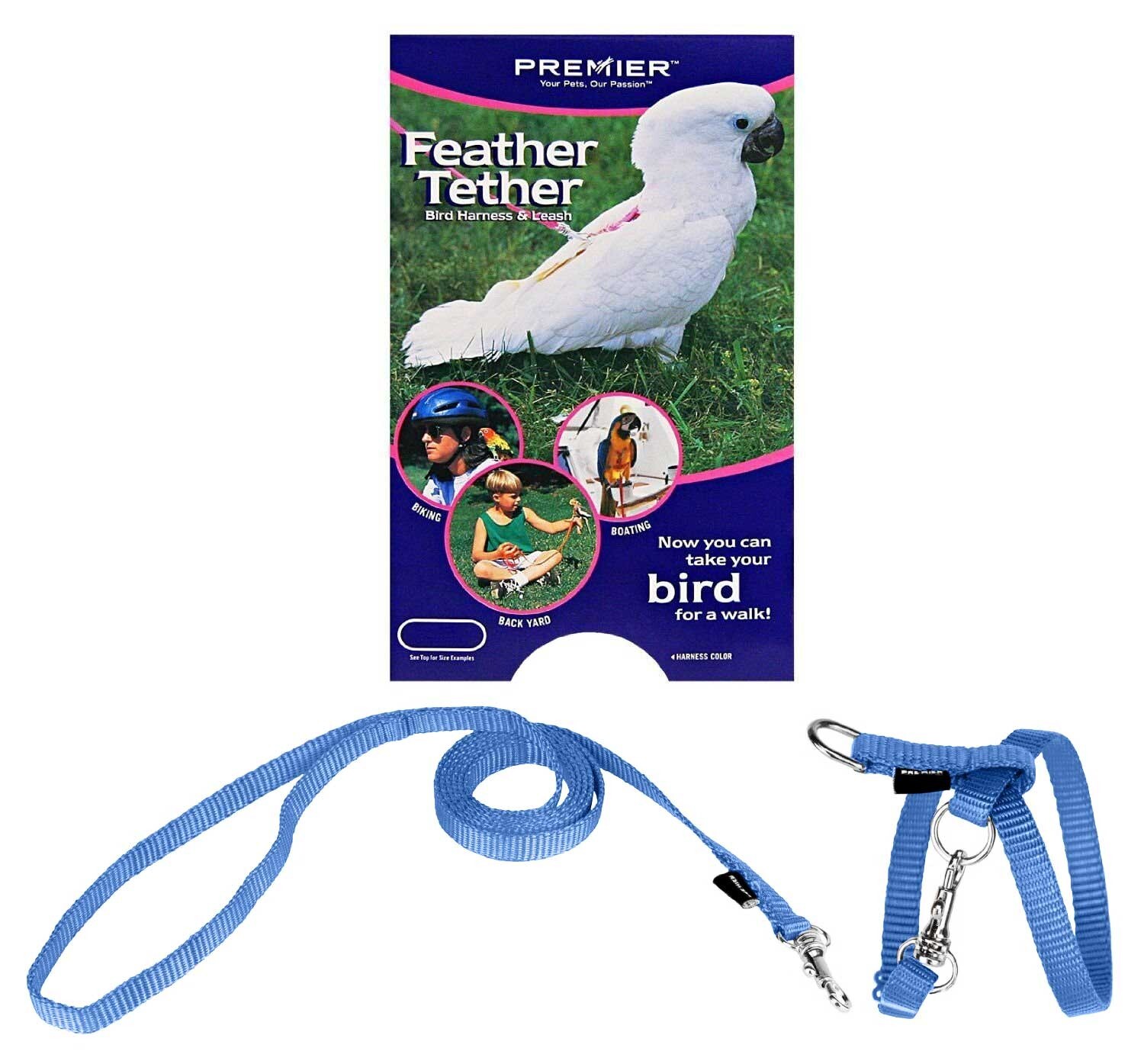 Feather Tether Bird Harness and Leash Large Cadet Blue for L...