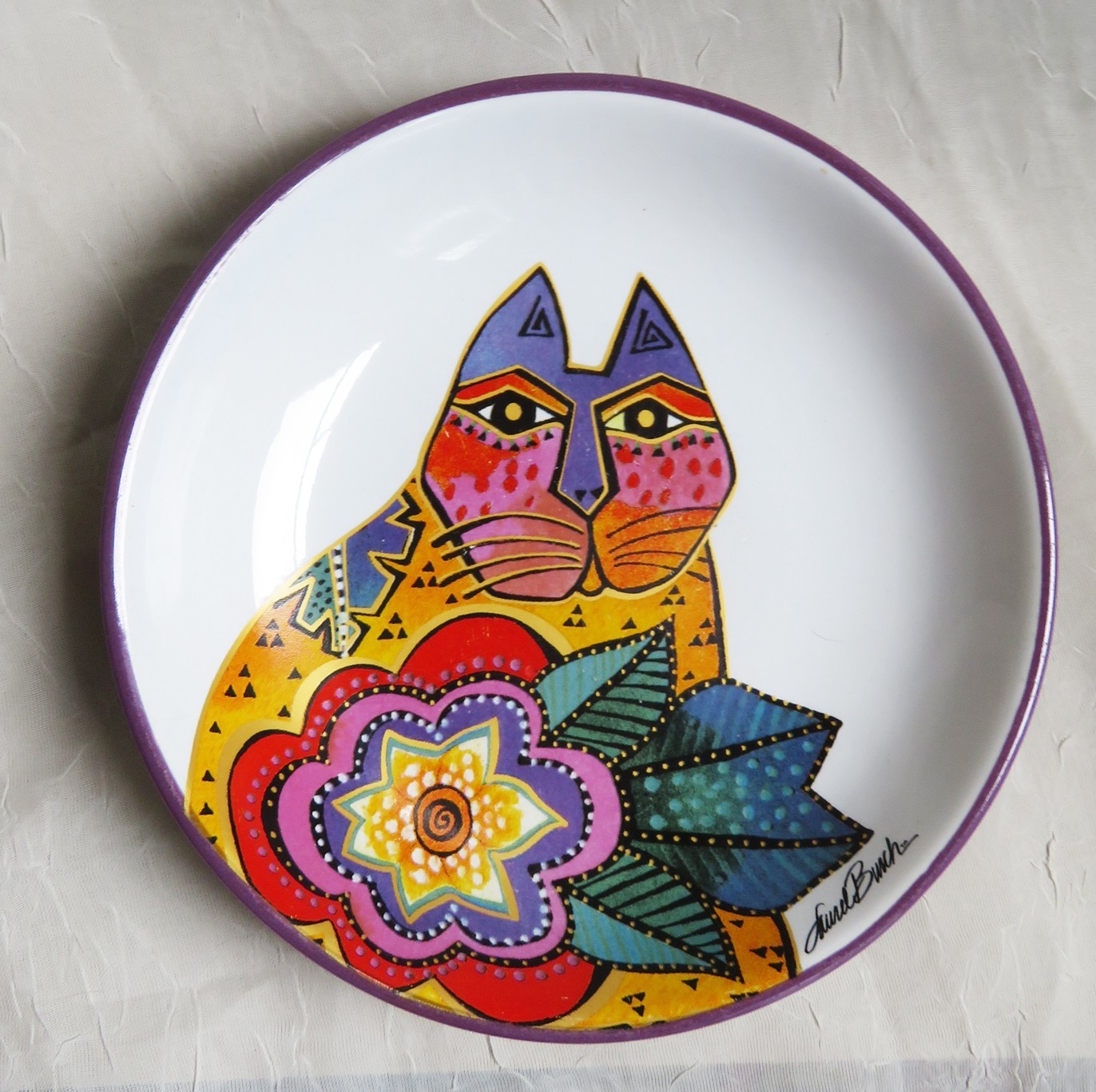 Laurel Burch Carlotta Cat Bowl or Trinket Dish 5.25" Ceramic