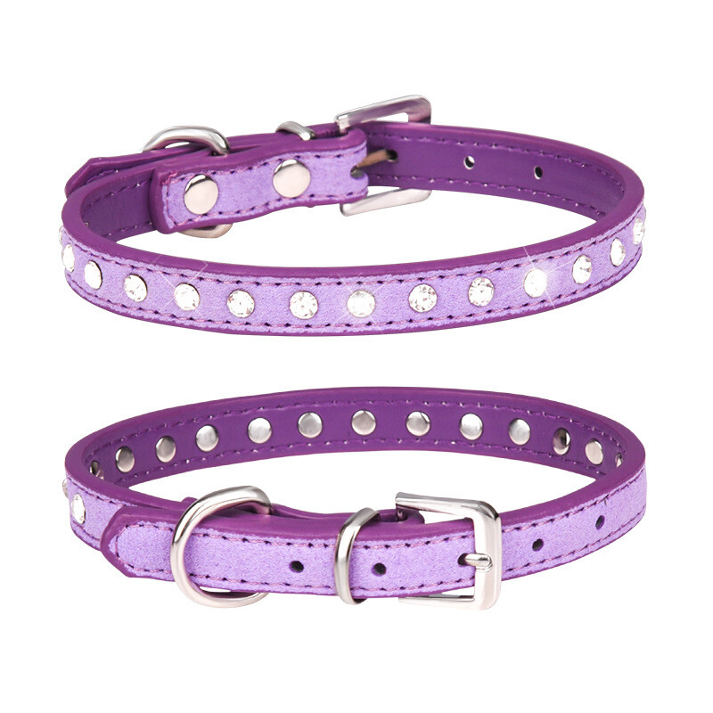 Bling Rhinestone Pet Dog Collar (PU Leather, Crystal Diamond...
