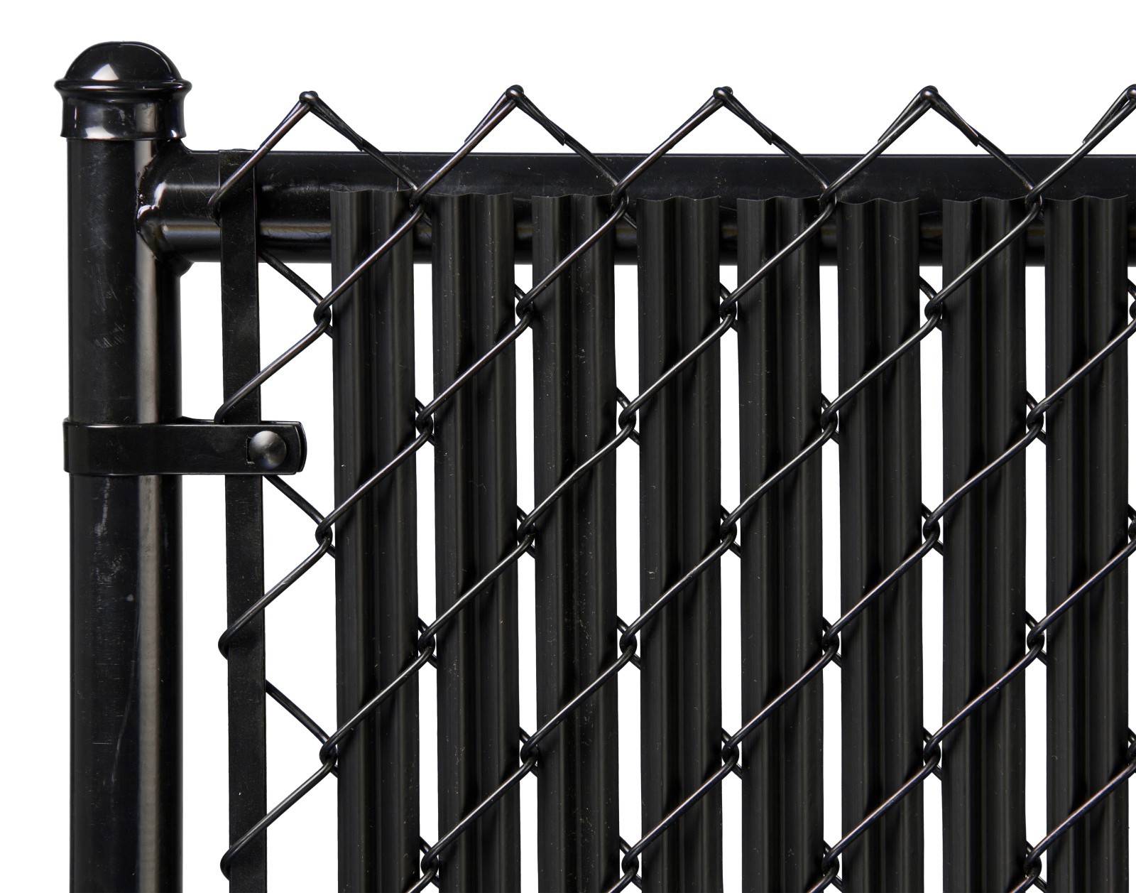 Chain Link Black Ridged Privacy Slat - 8ft High Fence Bottom...