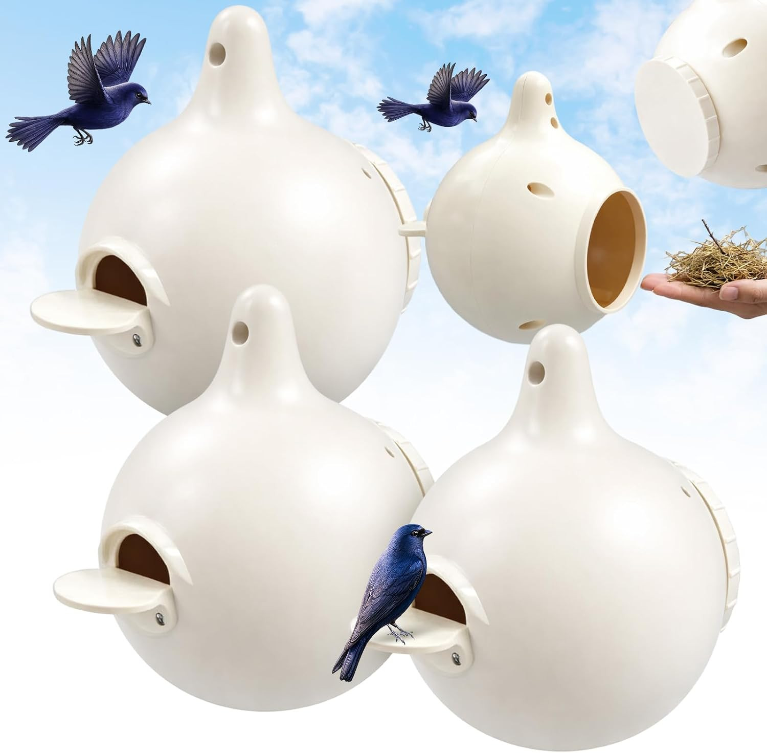 Purple Martin Gourds 8-Pack, Plastic with Circular Entrance