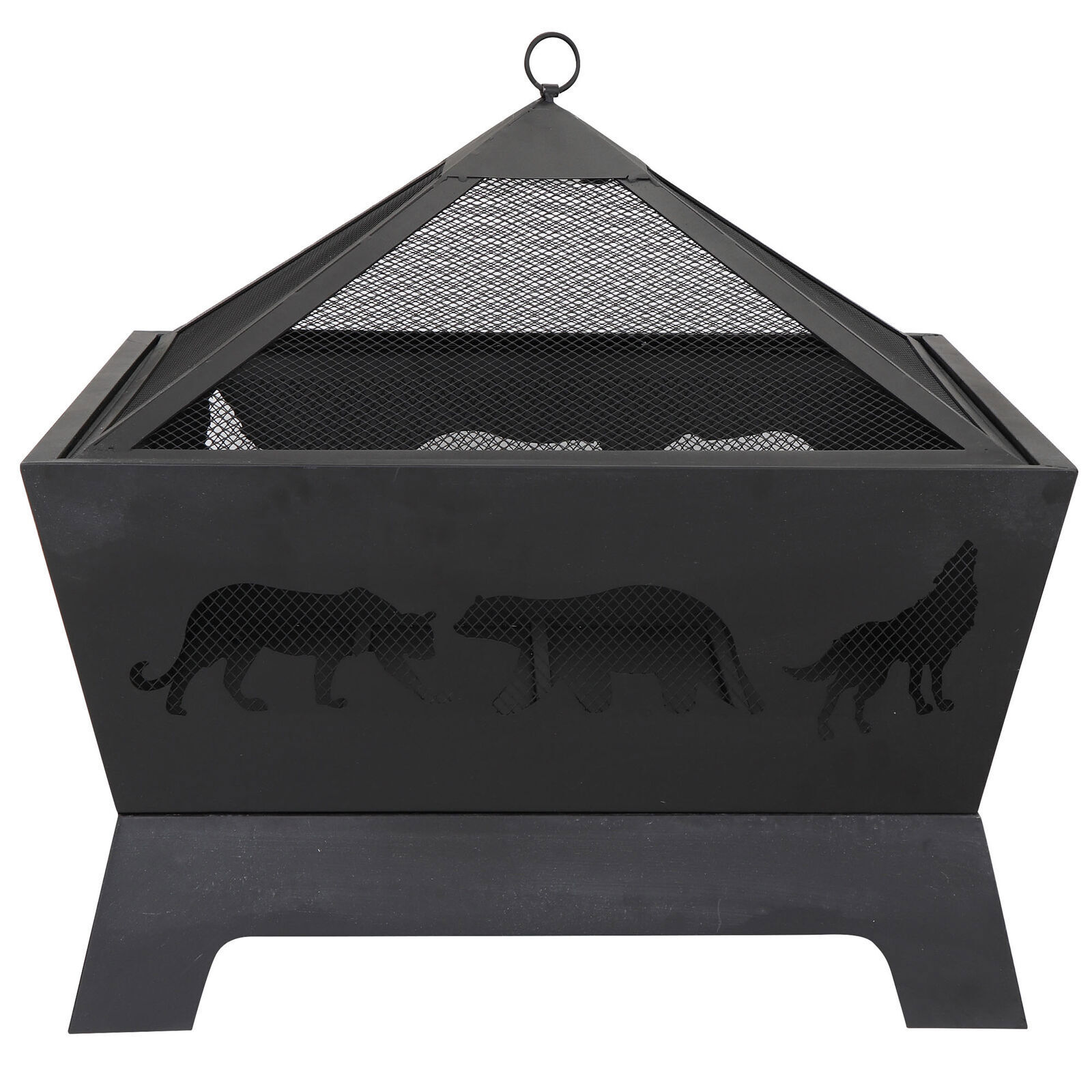 Square/Round Charcoal Fire Pit Stove BBQ Heating Bonfire