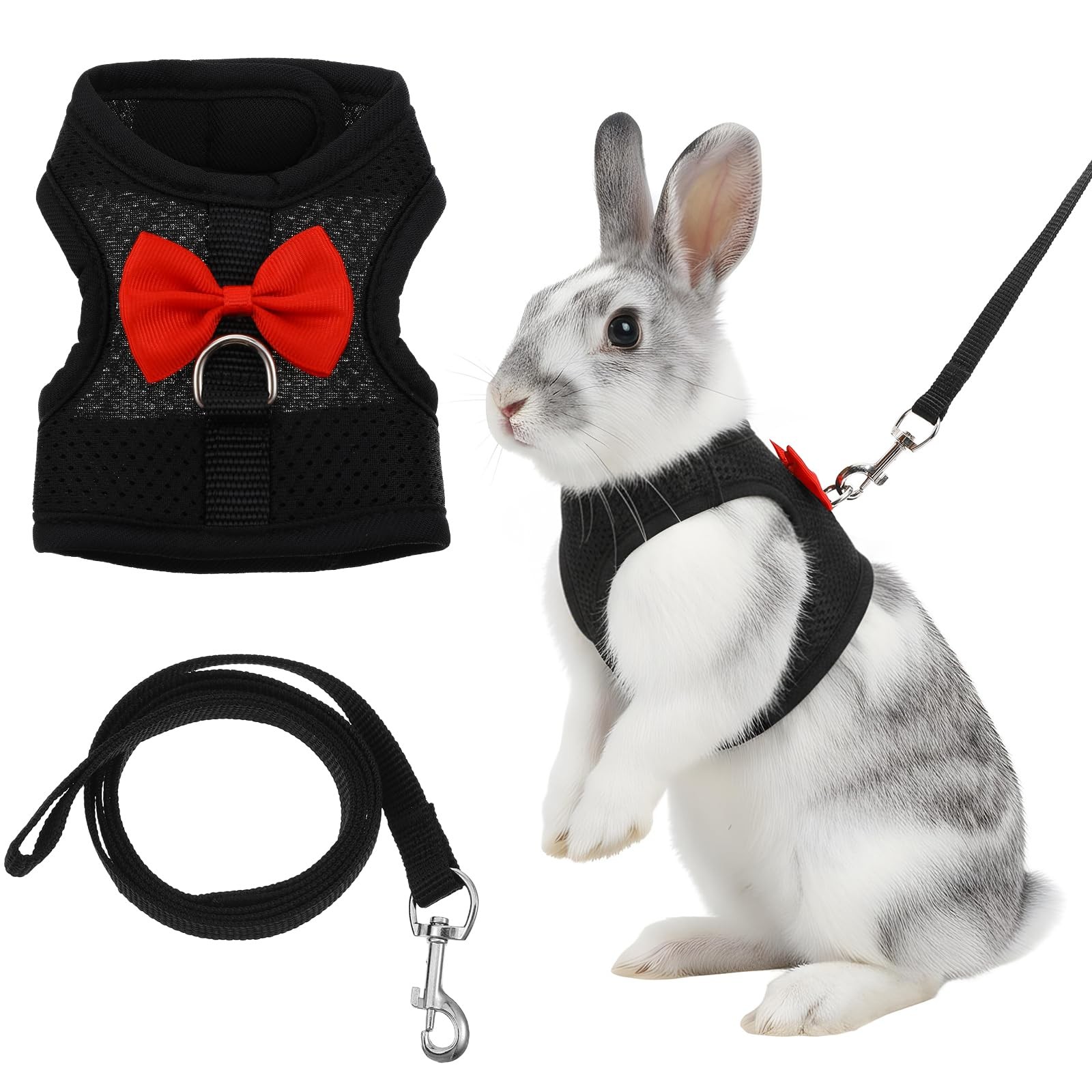 Rabbit Harness Leash Set Adjustable Small Animal Walking Ves...