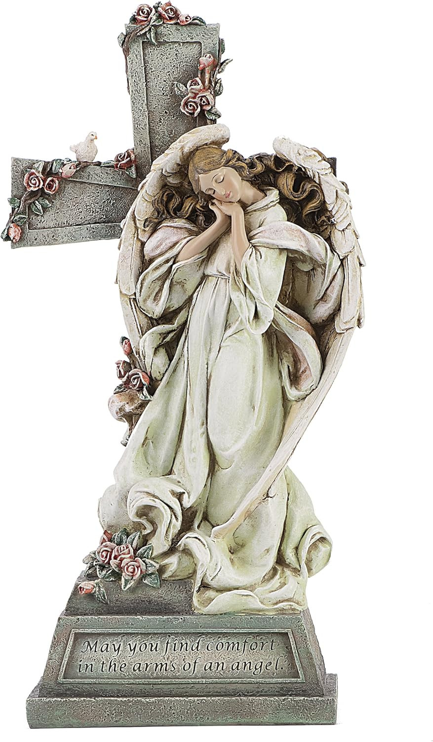 Angel Memorial Cross Outdoor Décor Statue - 14.75"