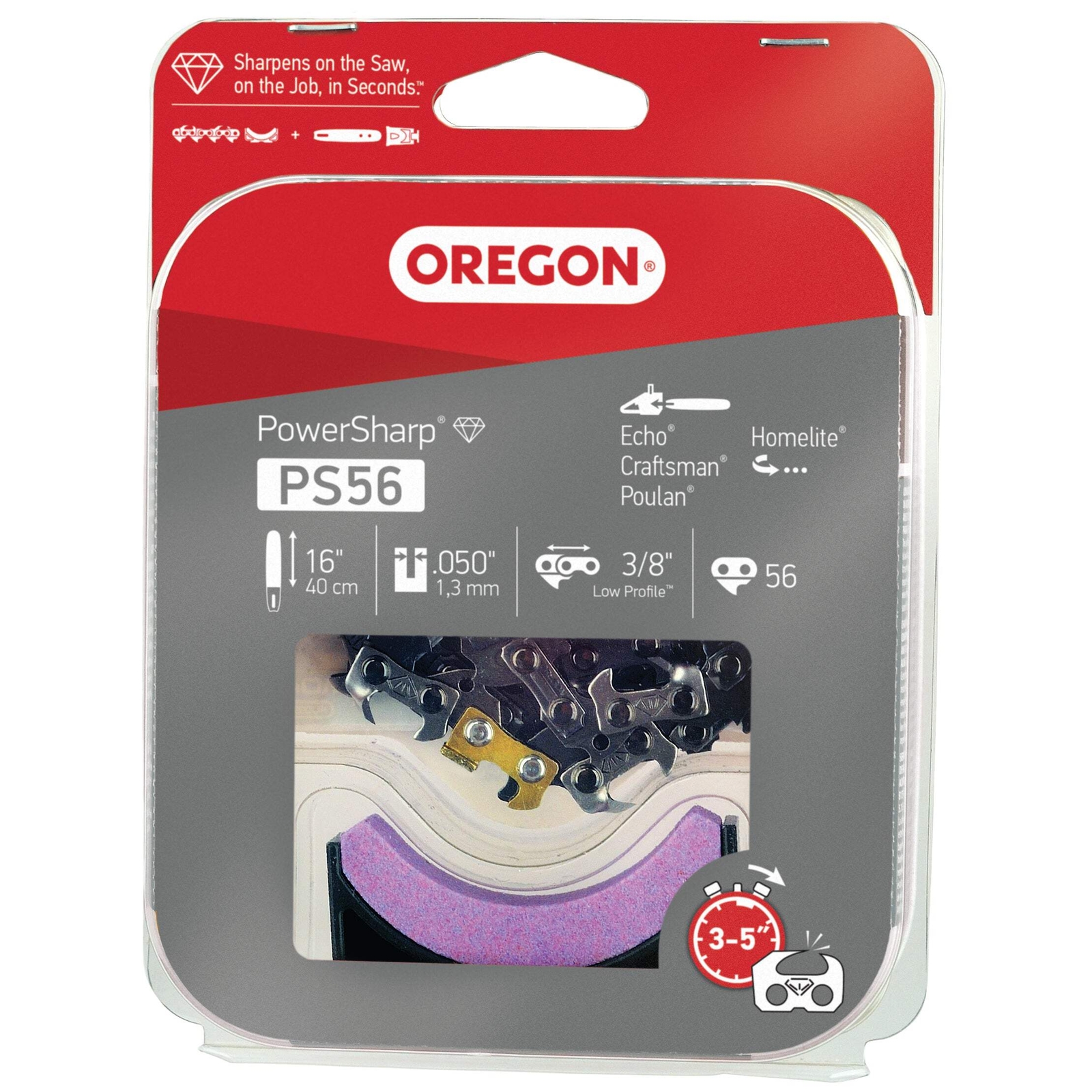 Oregon PS56 PowerSharp Chain, 16 Inch, 3/8 Inch, LP .050 Inc...