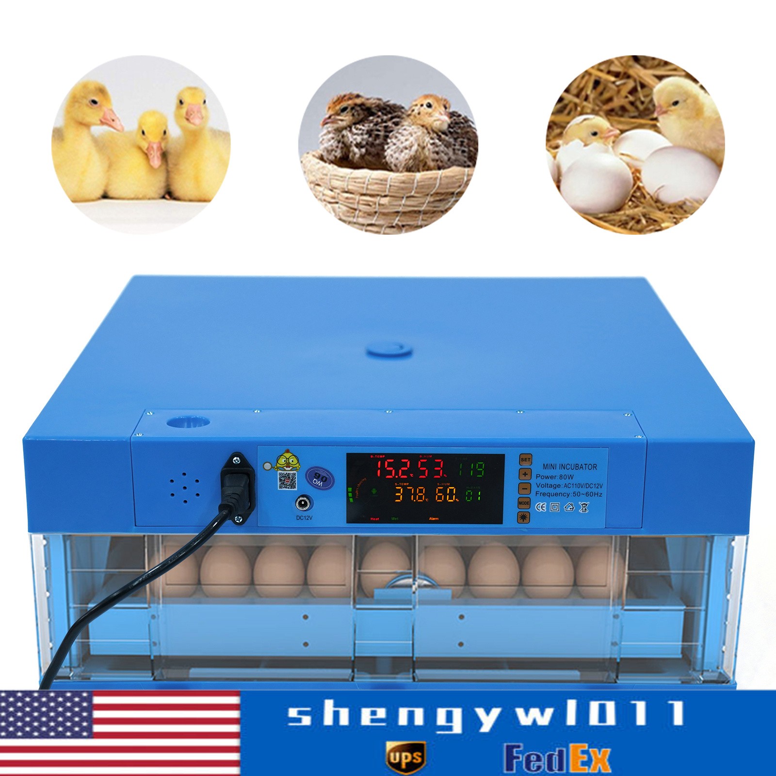 Chicken Egg Incubator, 48 Eggs, Automatic Digital Hatcher Wi...