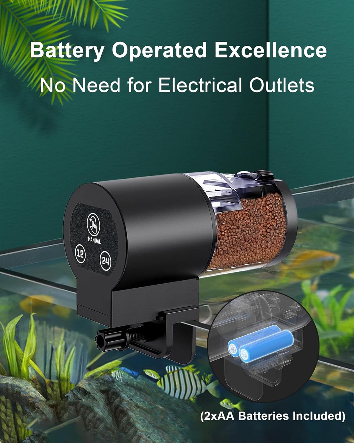 Auto Aquarium Fish Flake Feeder Timer - 100ml Battery Operat...